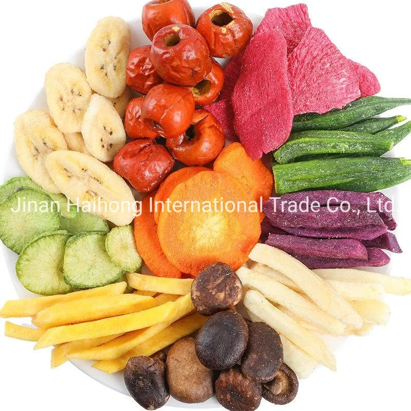 Micro-Supply of Dried Fruits and Vegetables, Okra Fruit and Vegetable Chips, Mixed Mushrooms, Carrots and Peas Snack Chips